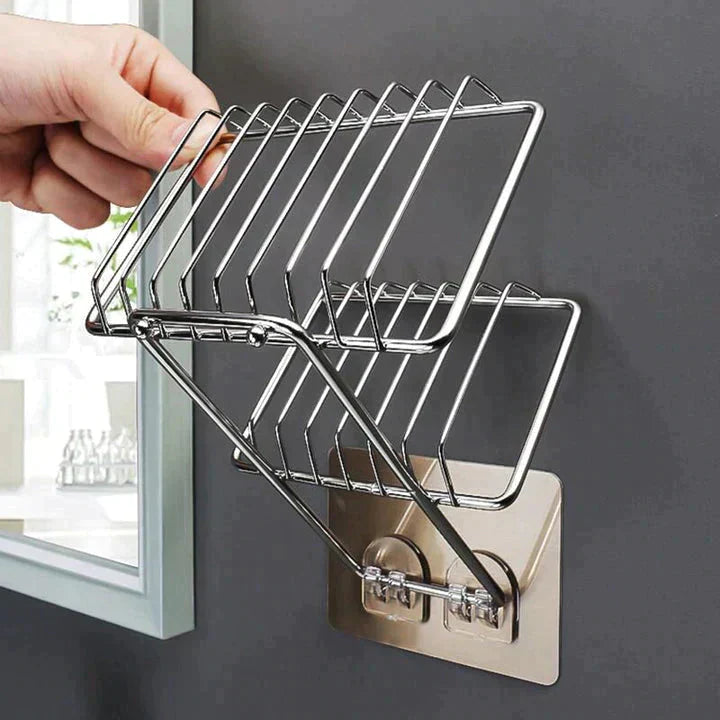Shelf-Adhesive Steel Soap Storage Rack (Pack Of 2)