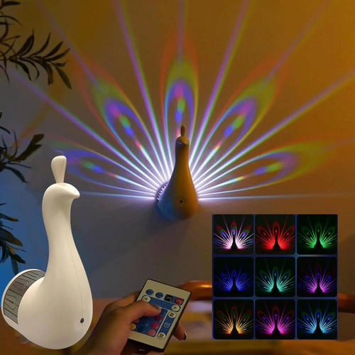 Peacock Wall Light – 7 Color LED Decorative Lamp
