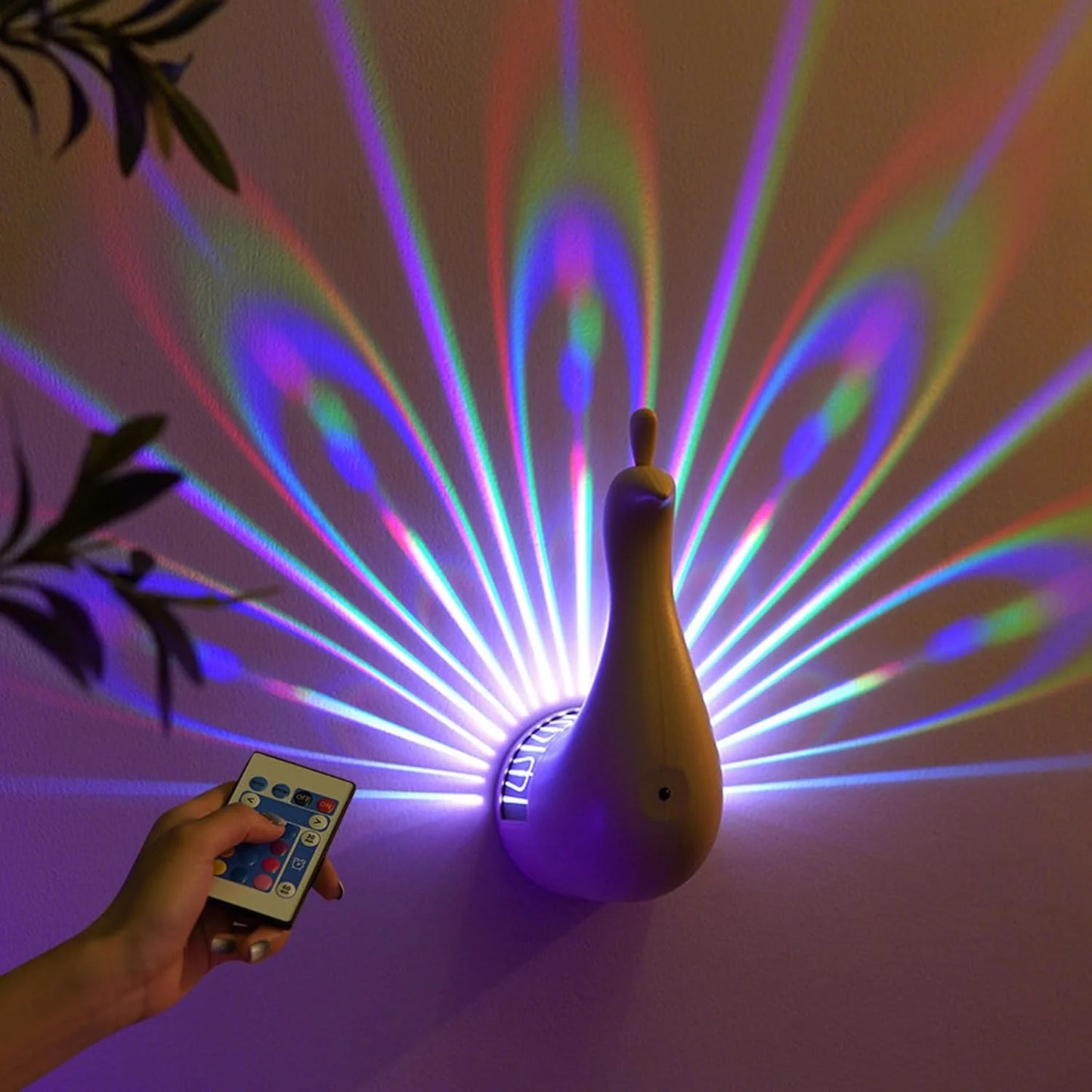 Peacock Wall Light – 7 Color LED Decorative Lamp