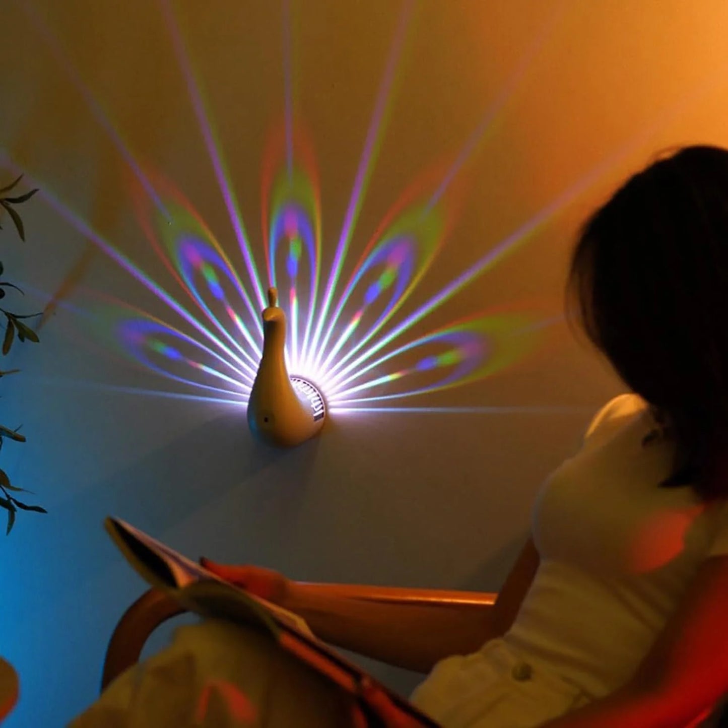 Peacock Wall Light – 7 Color LED Decorative Lamp