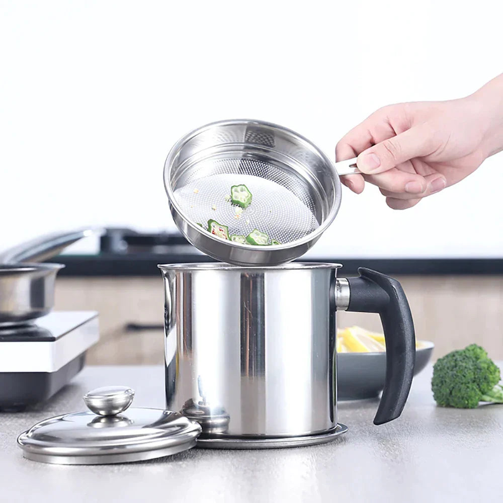 1.7Liter Stainless Steel Oil Filter Storage Pot