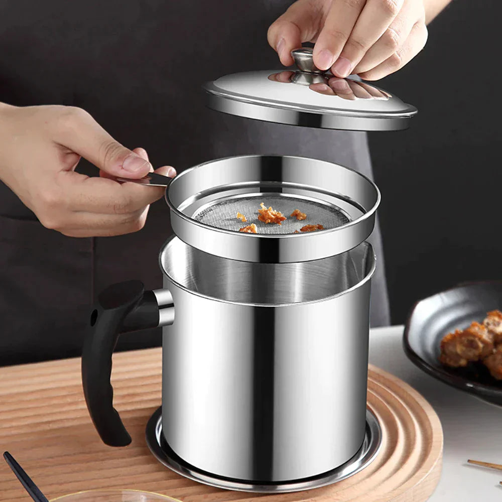 1.7Liter Stainless Steel Oil Filter Storage Pot