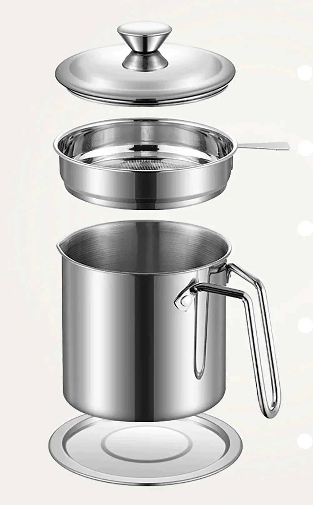 1.7Liter Stainless Steel Oil Filter Storage Pot