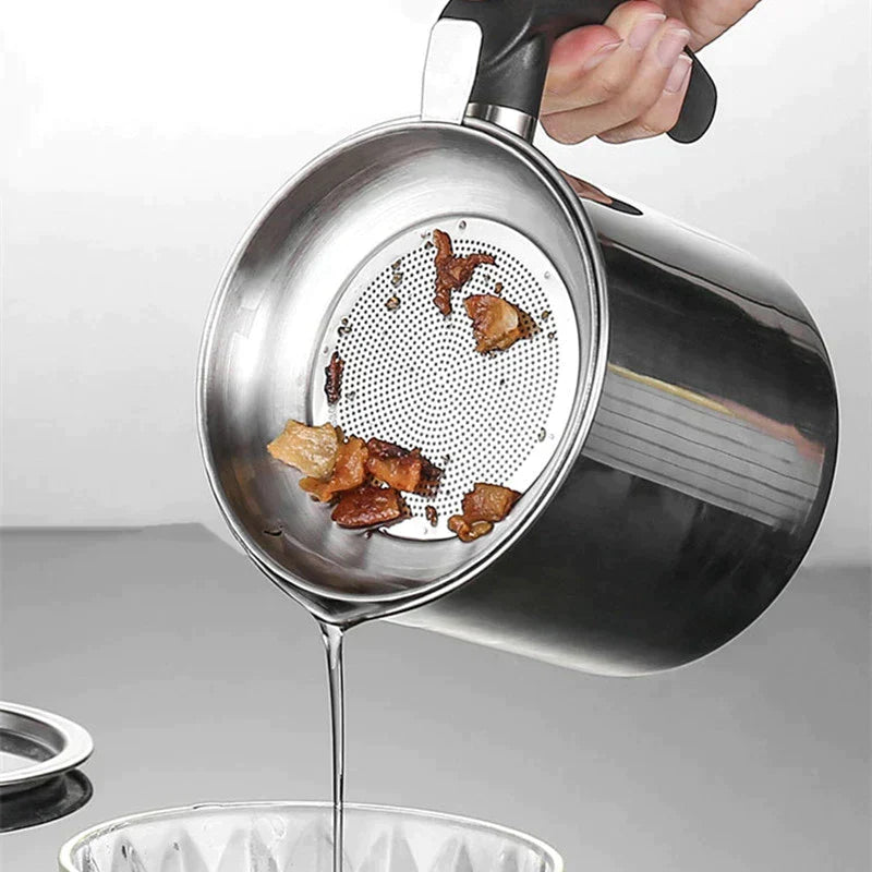 1.7Liter Stainless Steel Oil Filter Storage Pot