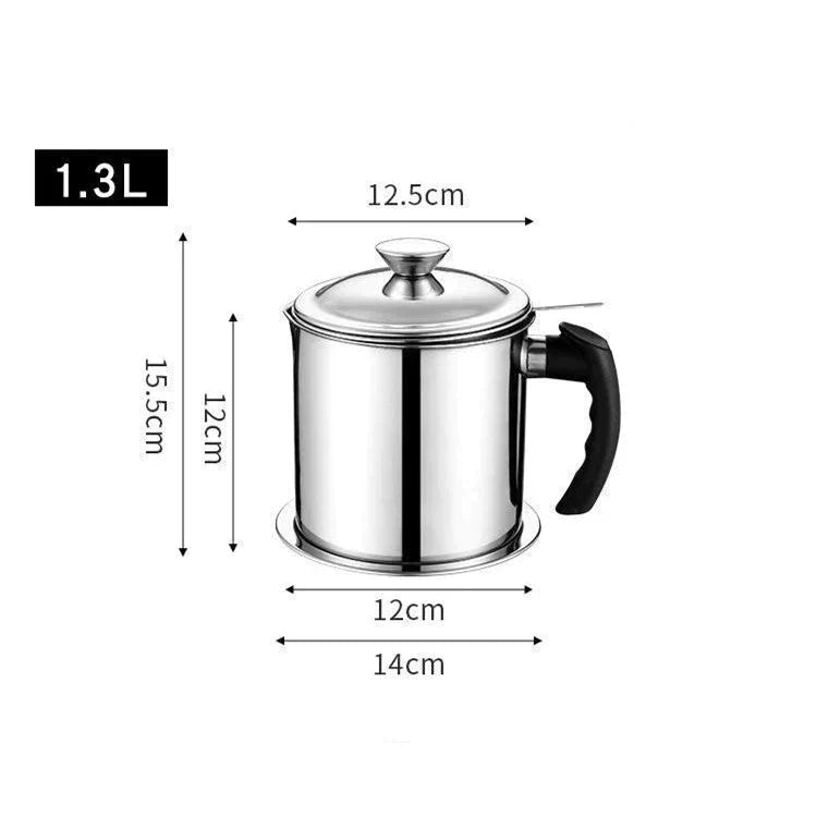 1.7Liter Stainless Steel Oil Filter Storage Pot