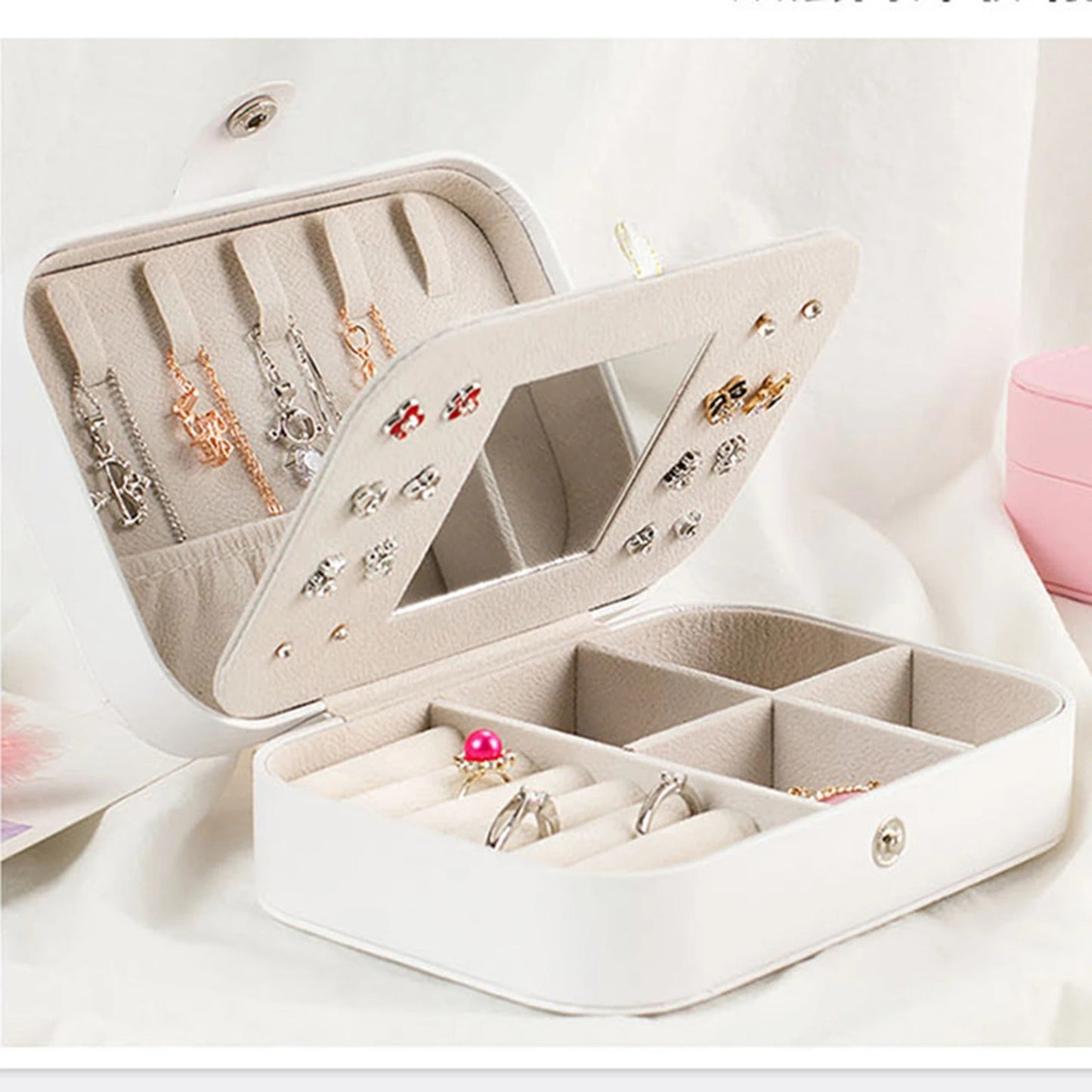 Portable Leather Jewelry Organizer Box