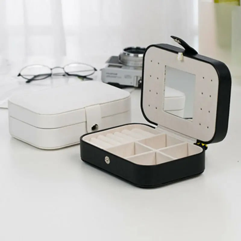 Portable Leather Jewelry Organizer Box