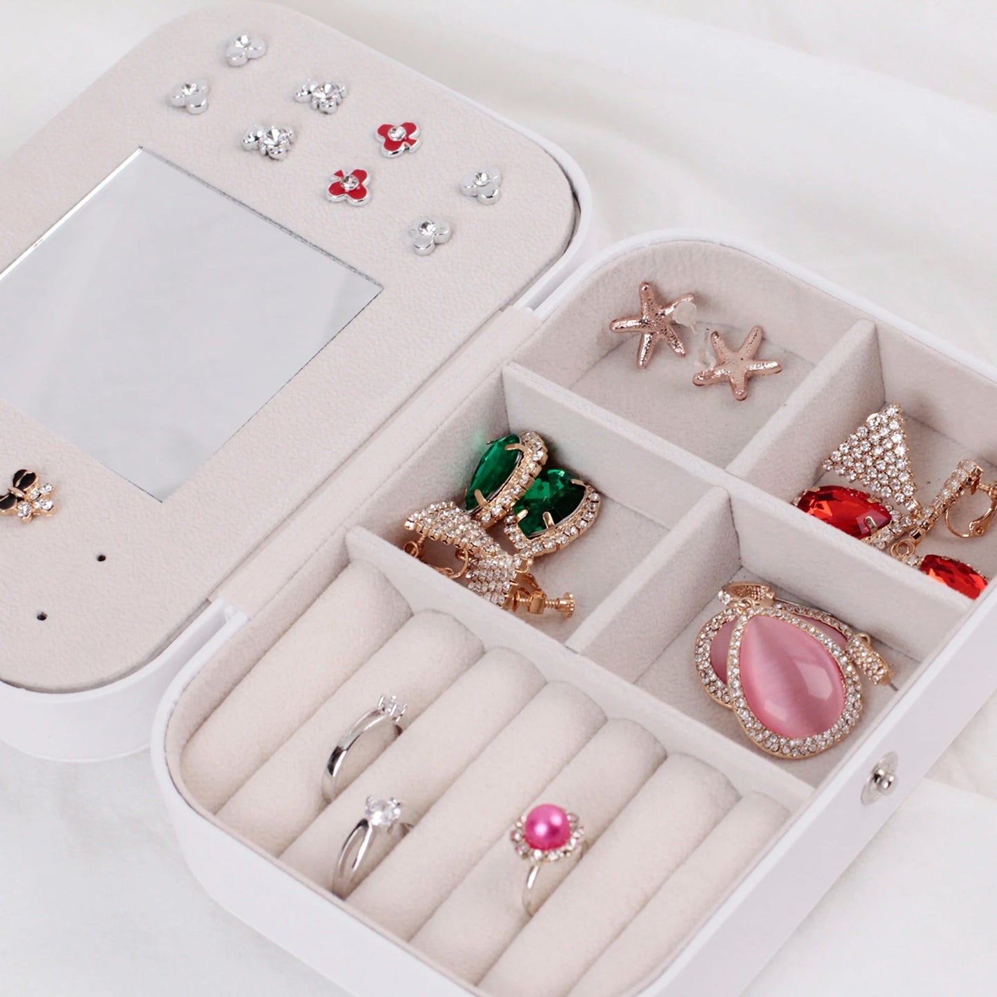 Portable Leather Jewelry Organizer Box
