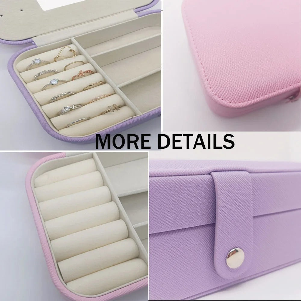 Portable Leather Jewelry Organizer Box