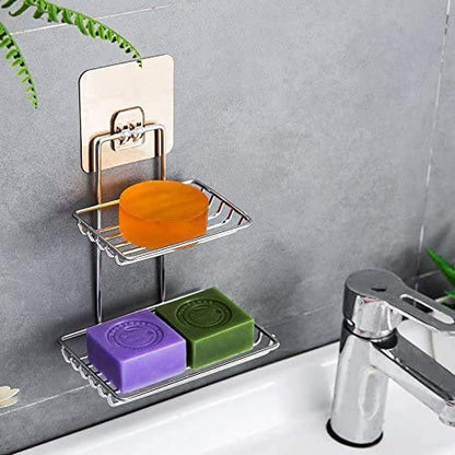 Shelf-Adhesive Steel Soap Storage Rack (Pack Of 2)