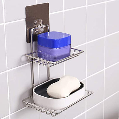 Shelf-Adhesive Steel Soap Storage Rack (Pack Of 2)