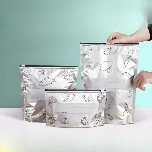 Air-Tight Foil Storage Zip Bags – Reusable with Label