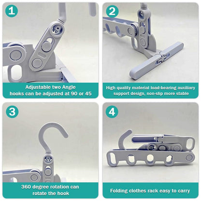 Portable Plastic Foldable 5-Hole Clothes Drying Hanger