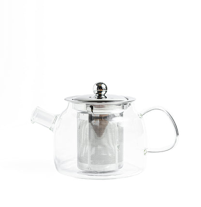 Premium Glass Tea Pot with Infuser – Gas Stove Safe & Flame-Proof, Fine Mesh Steel Filter