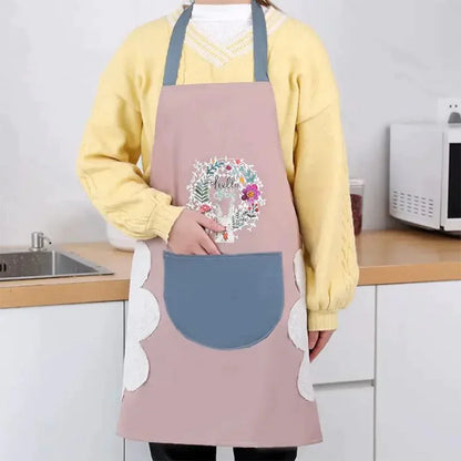 Kitchen Apron for Women with Big Front Pocket Hand-Wiping Waterproof Apron for Kitchen (Pack of 2)