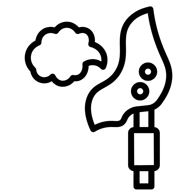 Icon of a fire extinguisher with a cloud of smoke
