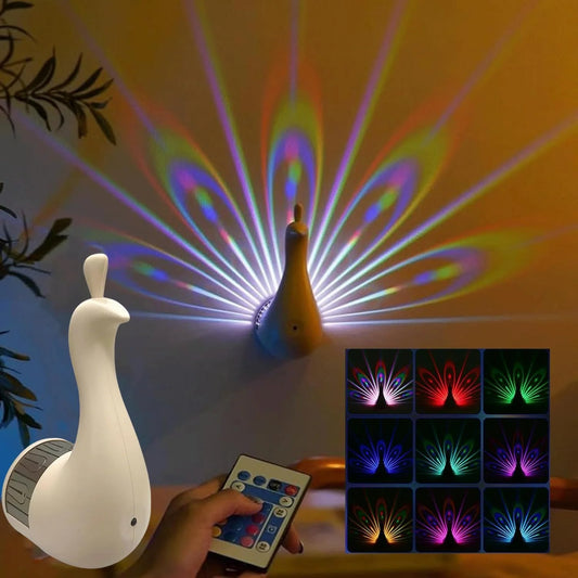 Peacock Wall Light – 7 Color LED Decorative Lamp