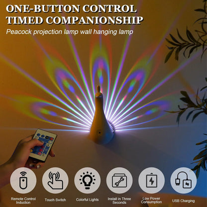 Peacock Wall Light – 7 Color LED Decorative Lamp