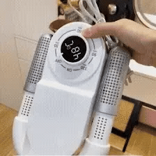Shoe dryer demonstrating 360-degree heat circulation