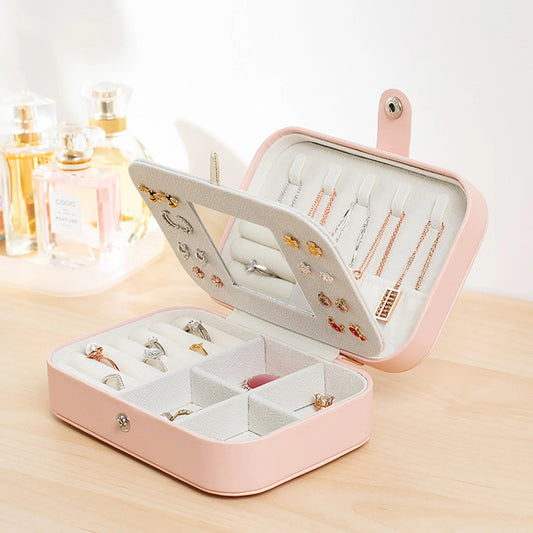 Portable Leather Jewelry Organizer Box